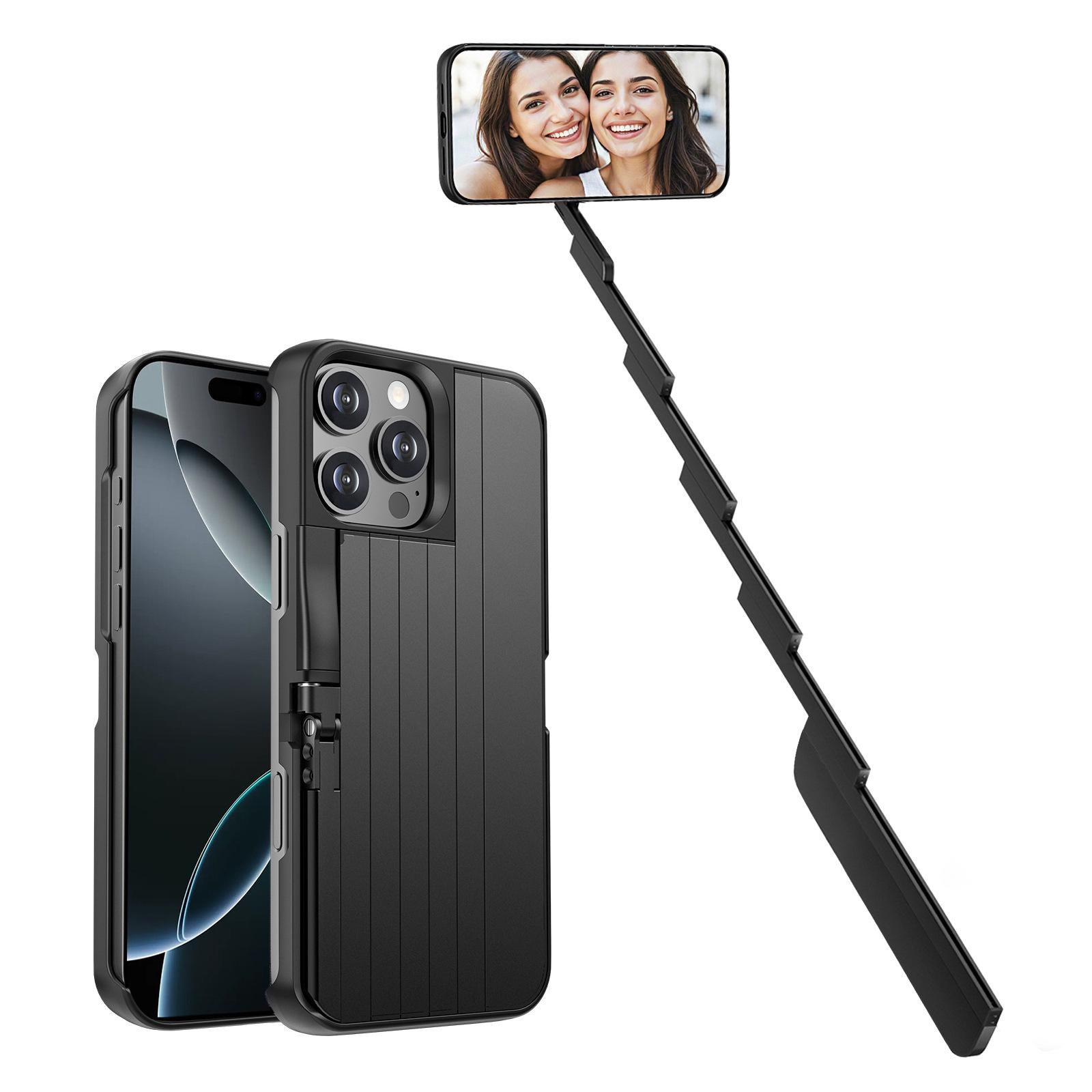 Three-in-One Aluminum Phone Case with Bluetooth Selfie Stick for Outdoor Photography. 16 Pro Max