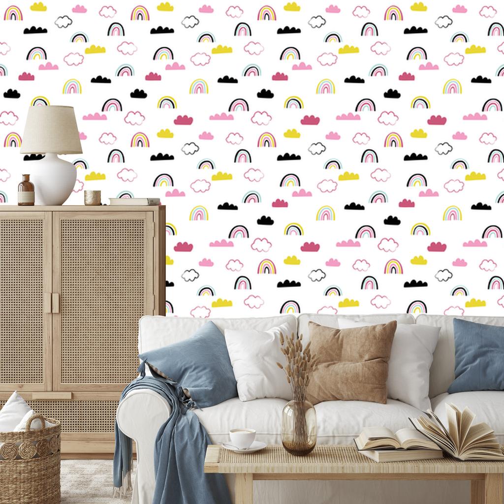 Colorful Clouds Rainbows Wallpaper for Living Room and Bedroom 50x1000
