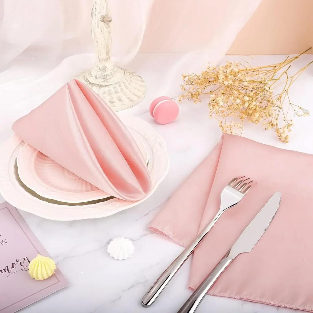 12PCS Satin Weddings Napkins Cloth 30X30cm Dinner Polyester Table Decor For Party Birthday Wedding Decoration