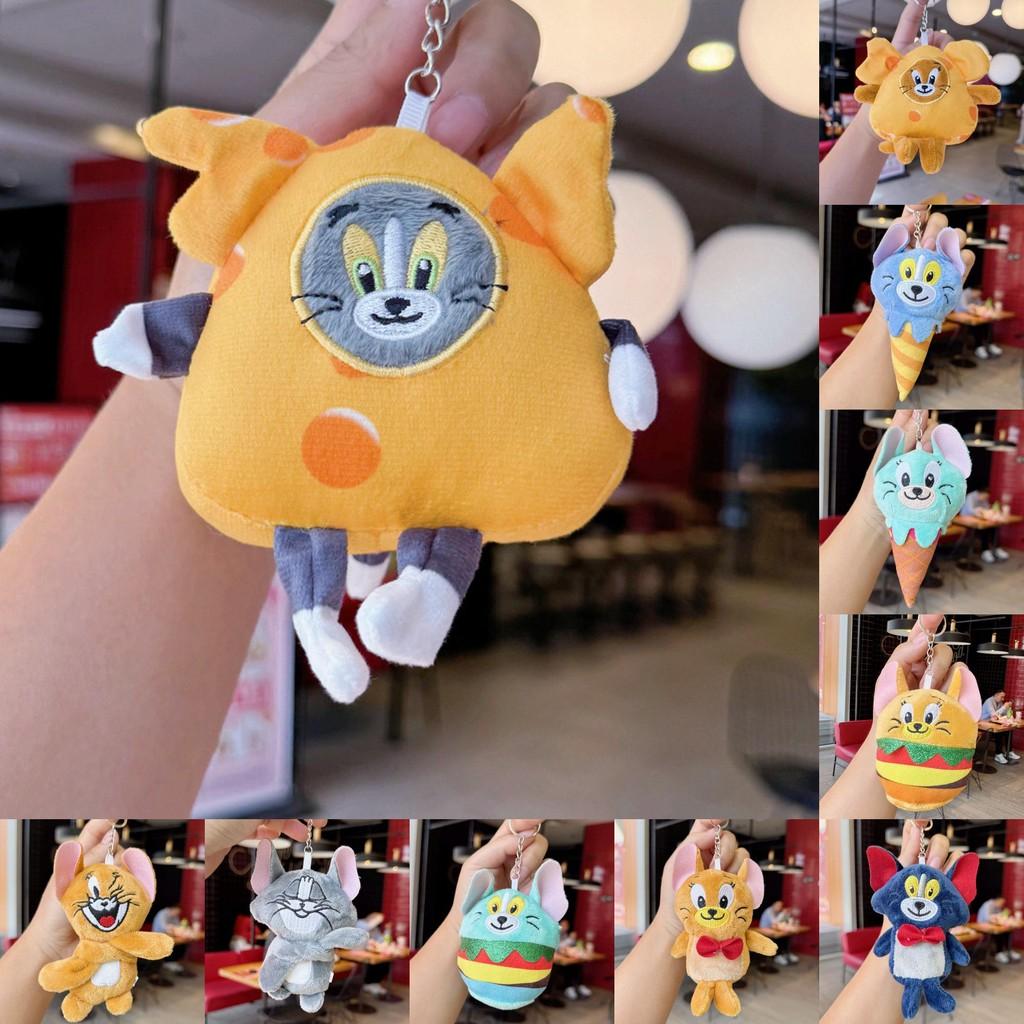 Tom And Jerry Cheese Plush Toy Keychain With Silver Keyring For Collectors