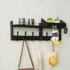 Wall Mounted Coat Rack with Shelf Rustic Wooden Wall Shelf with 11 Hooks Mail Holder 4-in-1 Entryway Organizer Key Hanger for Living Room Bedroom