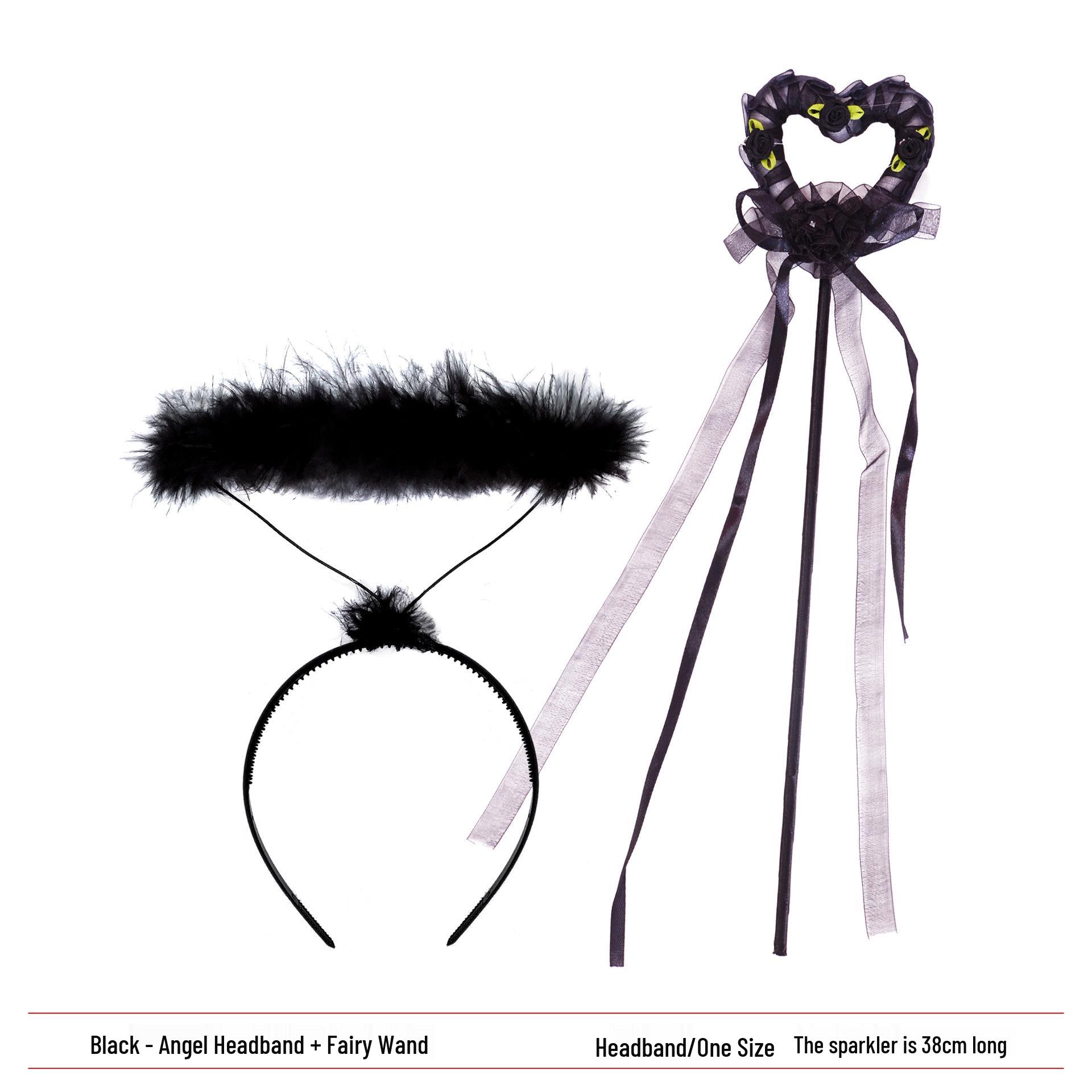 

Children s Fairy Wand & Angel Halo Headband Set - Peach Heart Design One Size