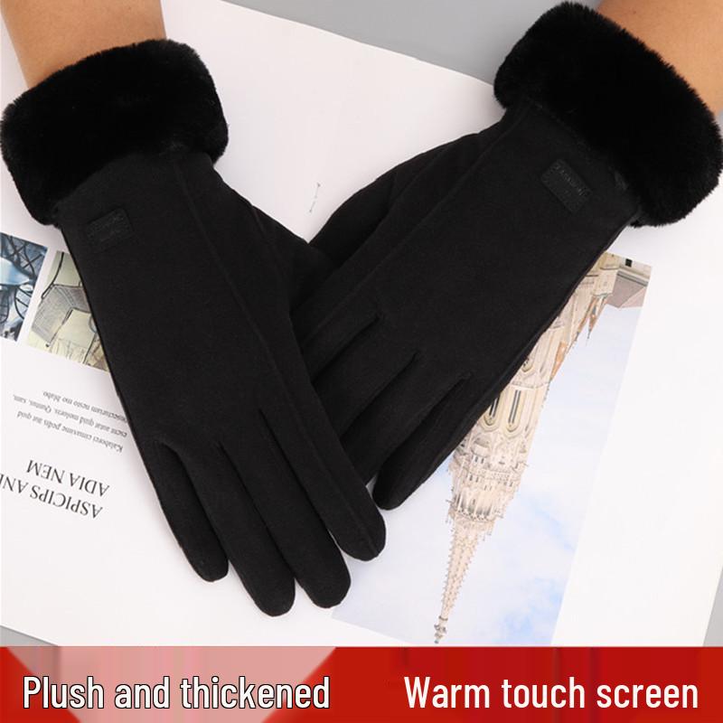 

Женские зимние перчатки с сенсорным экраном – Толстый бархат, Теплые, Корейский стиль для езды на велосипеде и защиты от холода One Size