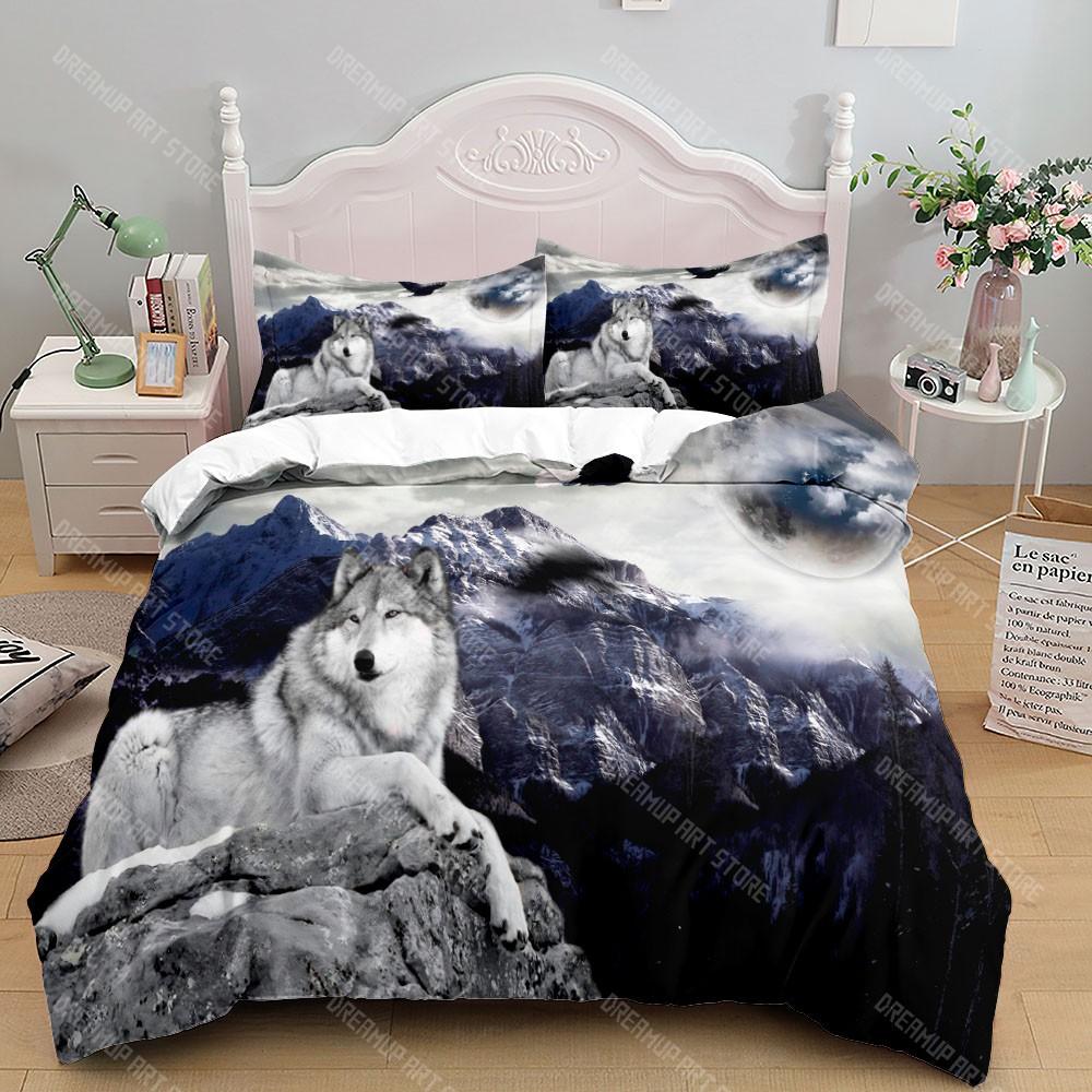 Digital Wolf Duvet_Doona Cover Set Single Twin Double Queen King Cal King Size Bed Linen Set