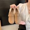 Retro Doudou shoes women's 2025 winter new fleece thickened casual soft-soled fluffy shoes one-pedal flat cotton shoes