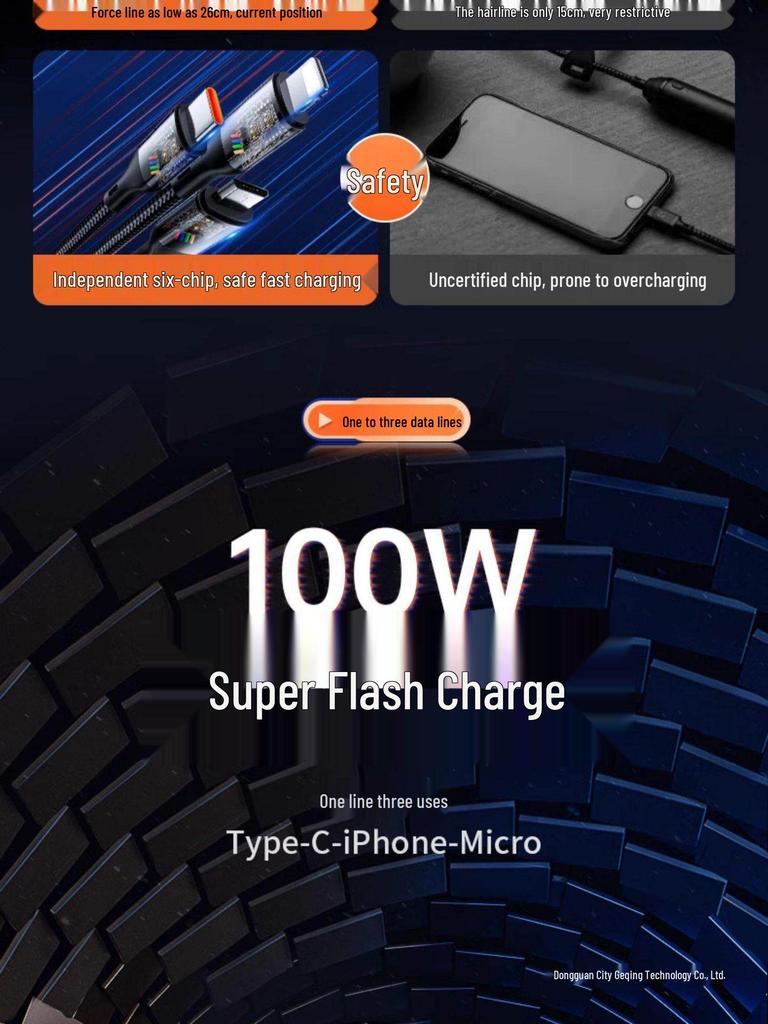 Fast Charging 3-in-1 Universal Phone Charger Multi-Head Cable Set