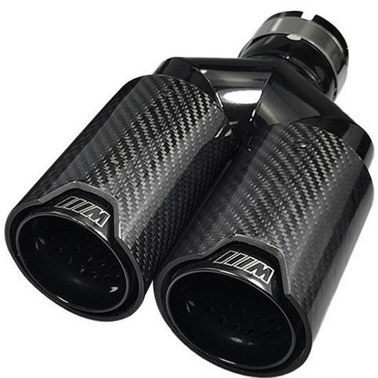 BMW Performance Exhaust Pipe - 80mm Stainless Steel Carbon Fiber Tailpipe.