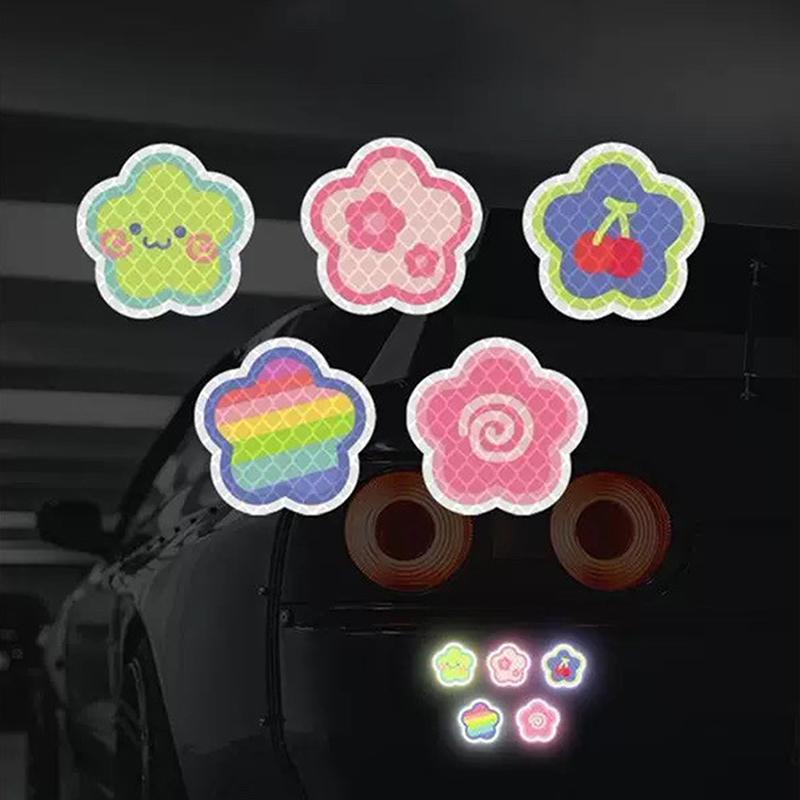5Pcs/Set Car Reflective Stickers Helmet Waterproof Decal Hearts Butterfly Stars Night Warning Sign Reflective Sticker