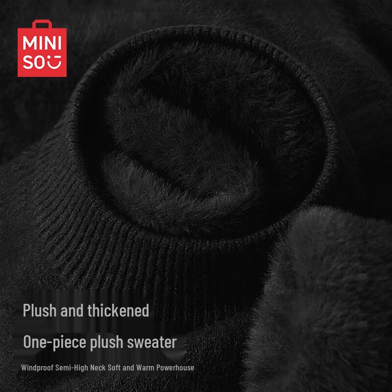 MINISO Men's Thermal Lined Mock Neck Knit Pullover