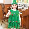With Hat Christmas Tree Costume Decor Cosplay Performance Clothes Green Xmas Clothes  Kids Adults