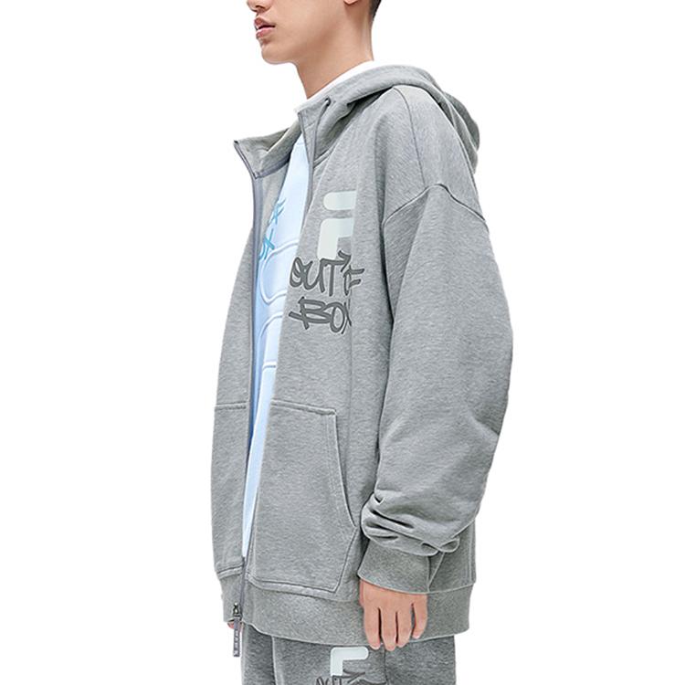 Fila Fusion Large Logo Zip-Up Hoodie Jacket Men jackets Cloud-Gray Flower-Gray T11U216501FMG