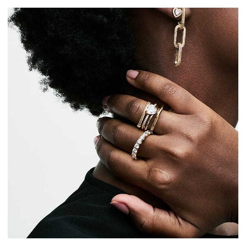 Pandora Logo Engraving 14k Gold Plated Ring Women's Gold 163100C01