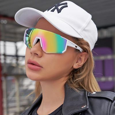 Colorful Cycling Sunglasses From Europe and America Women's Insets One-piece Lenses Outdoor Sports Sunglasses Men's Trend