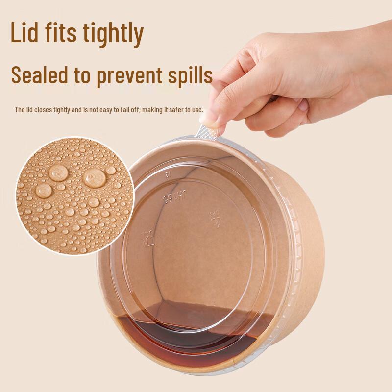 Disposable Kraft Paper Bowl with Lid