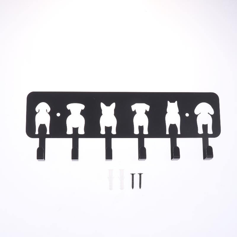 5/6/8- Hook Dog Wall Key Holder - Decorative Pet Organizer For Leashes, Keys - Rustic Entryway Storage For Home/Office