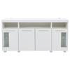 Sideboard Hochglanz Kommode Anrichte Schrank 4 Türen & Offene Staufächer, Mehrzweckschrank Glastüren, Wohnzimmer, Esszimmer, Flur, Weiß