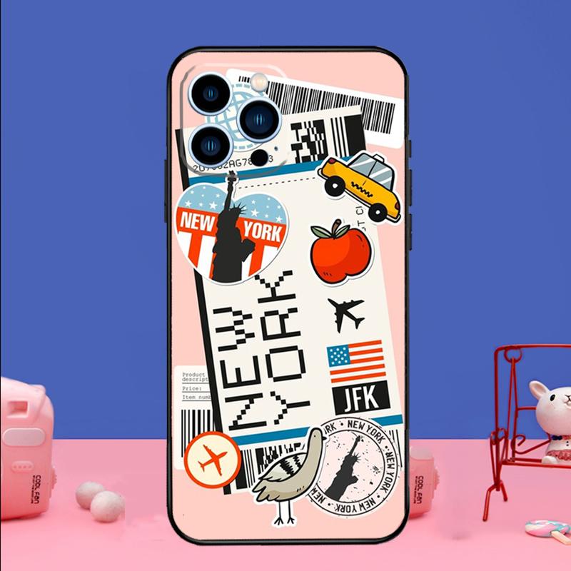 New York TOKYO Traveltickets Phone Case For iPhone 17 16 14 13 12 11 15 Pro Max mini 15 16 Plus 16e 17 Air Bumper Cover