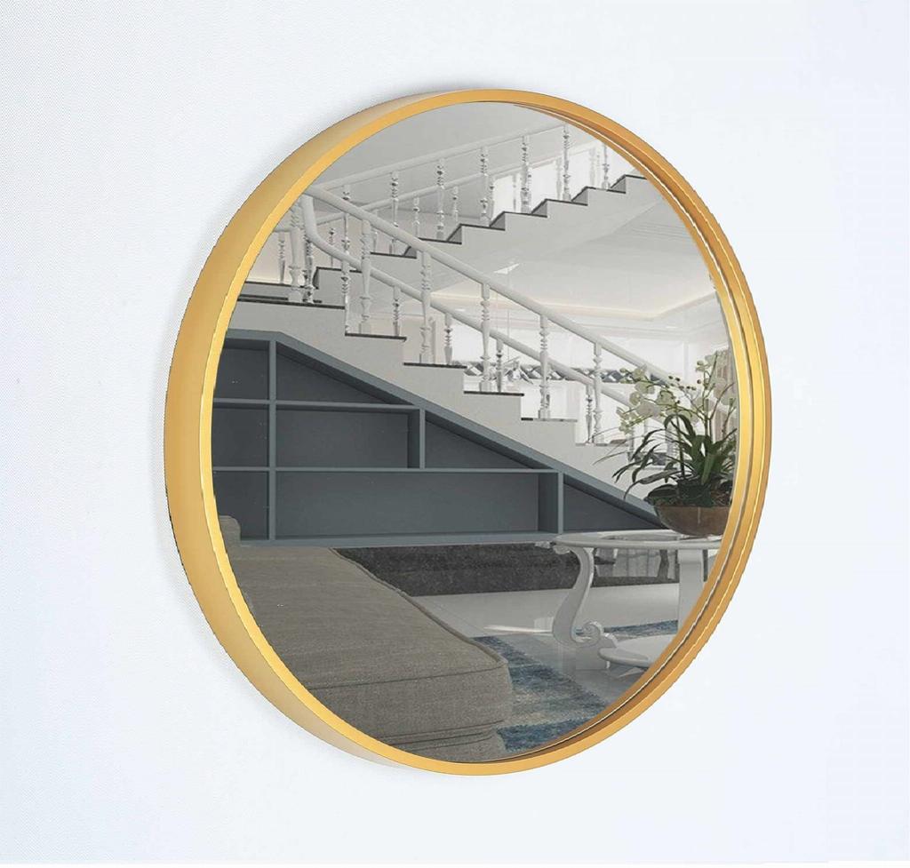 Rundes Holz-Loft-Spiegel 60 Cm Gold Bd Art