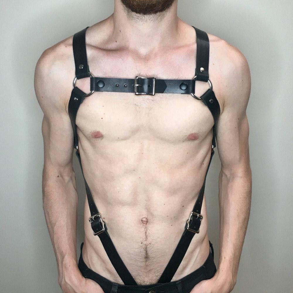 Fullyoung PU Leather Male Chest Harness Bondage Slave Fetish Restraints Straps Belts Sex Products Adult Toys Club Costumes
