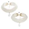 Simulated Pearl Necklaces Statement Bridal Choker Multi-Layer Pearl Necklace