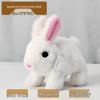 Plush Interactive White Rabbit Toy - Walking, Talking, Ear-Wiggling, Mouth-Moving Long-Haired Pet Simulation.