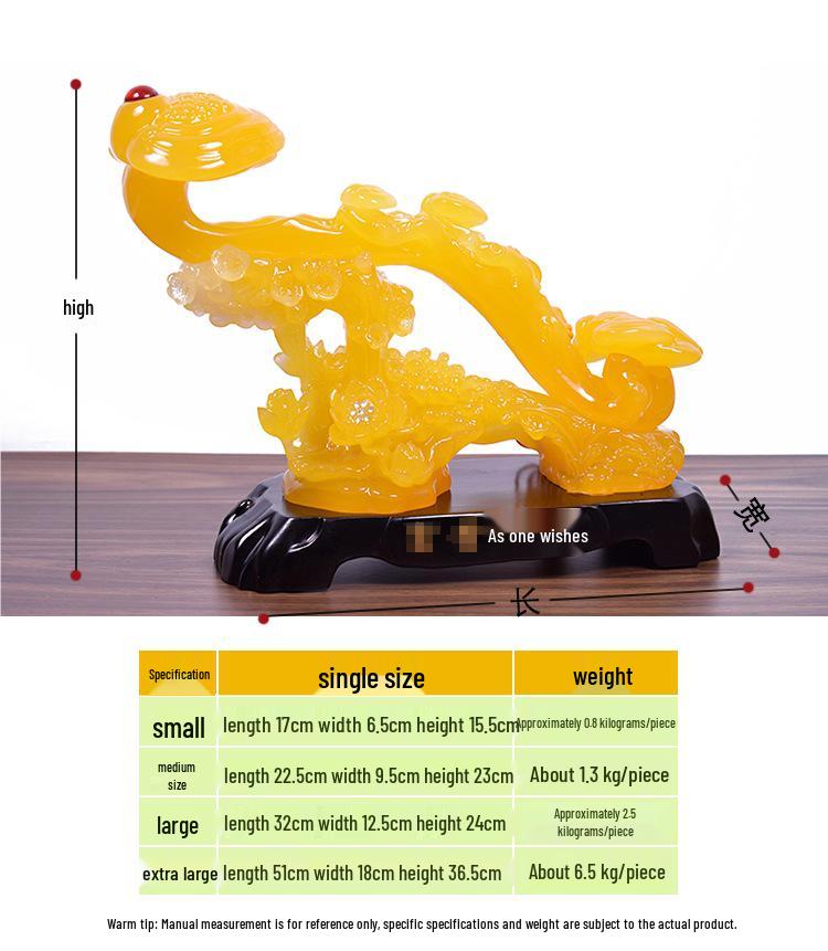 Yellow Jade Ruyi Ornament for Living Room or Wine Cabinet - Housewarming or Company Opening Gift