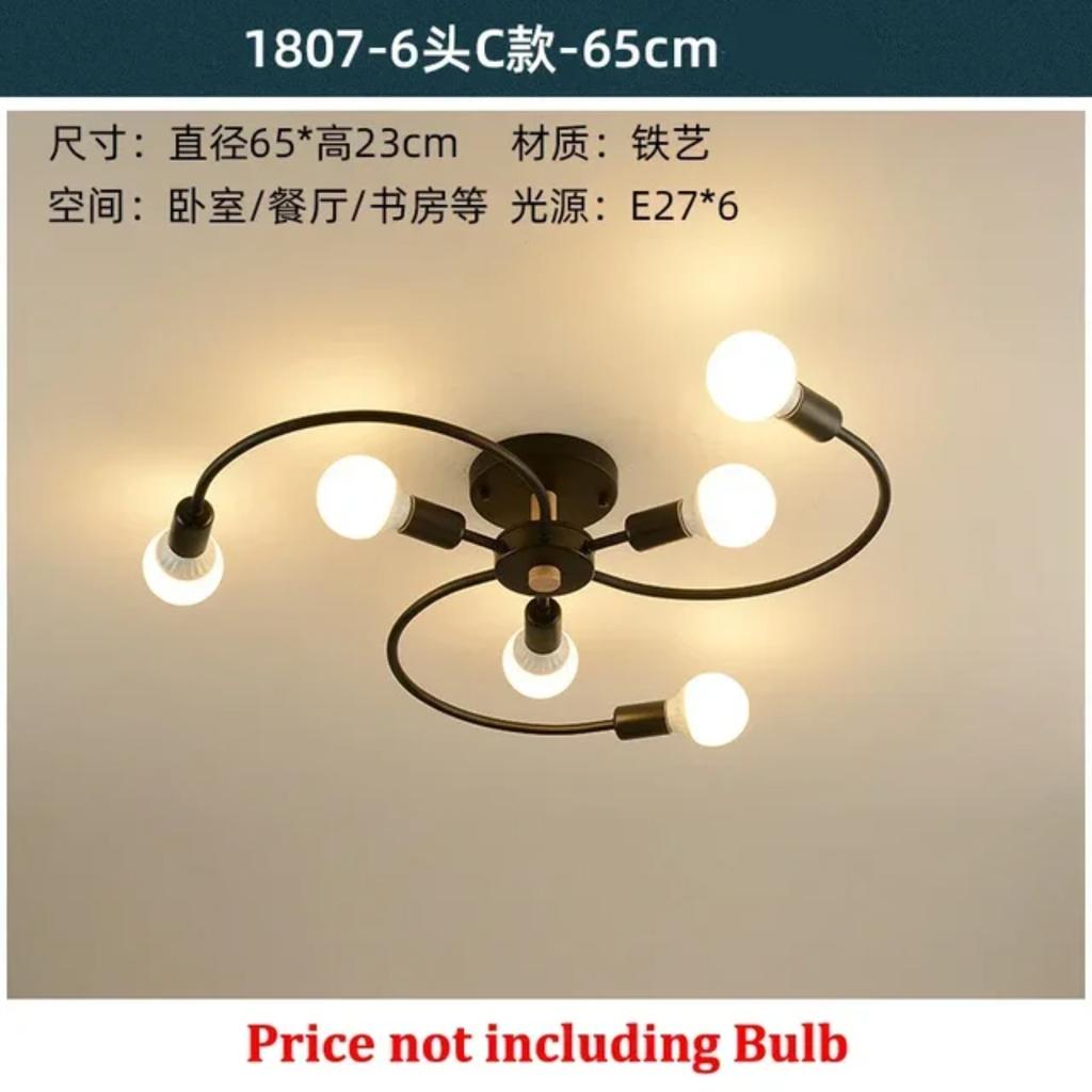 New Vintage Retro Black Iron Ceiling Chandeliers with 3 5 8 Pipes - Classic Loft Lustre for Living Dining Room Decor, Timeless E