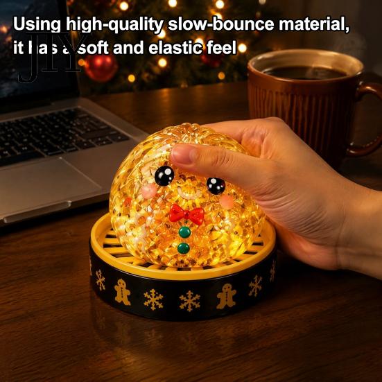 Slow Rebound Dumpling Toys 1/5Pcs Christmas Stress Relief Toy, LED Glowing Squeeze Toy with Steamer, Santa Snowman Reindeer Gingerbread Man