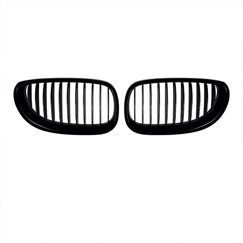 ABS de Alta Calidad Para BMW Serie 5 E60 E61 2004-2010 Parrilla de Riñón de una Sola Línea y Doble Línea Parrilla de Parachoques Delantero de Coche Negro Brillante