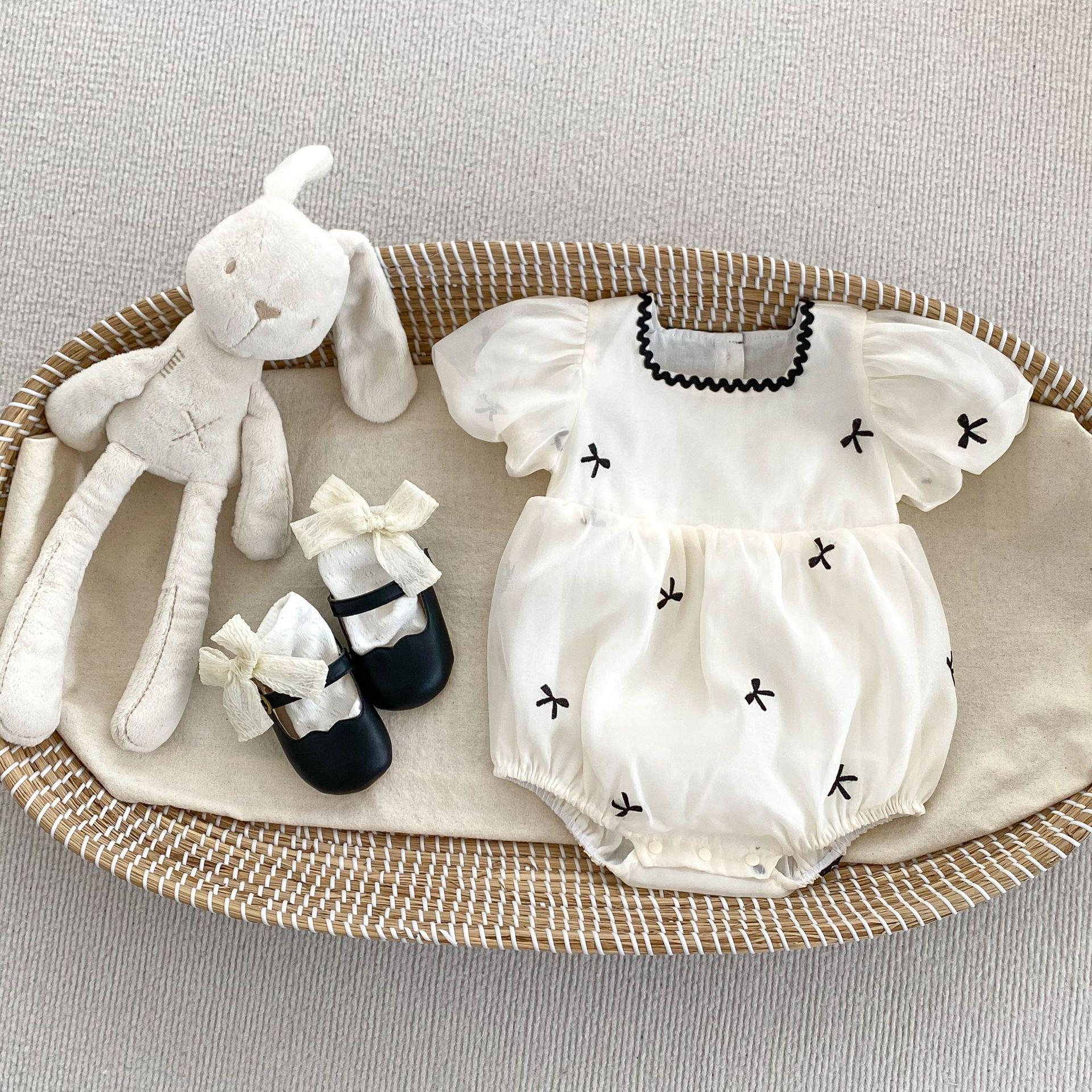 Baby Girls Matching Ruffle Sleeve Romper with Bow Summer Mesh Dress 66