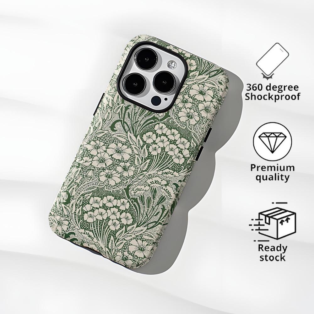 Retro Flower Two-in-one Film Shell Apple 17pro Premium Sense Magsafe Magnetic Mobile Phone Case Iphone16