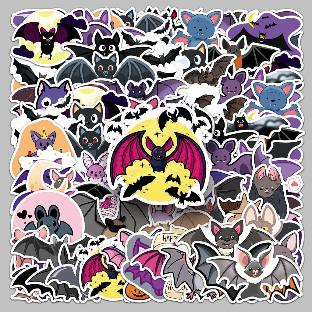 50 Waterproof Bat Animal Stickers for Luggage, Halloween Decor, Skateboard, Laptop, Tablet, and Water Cup (50 Sheets)