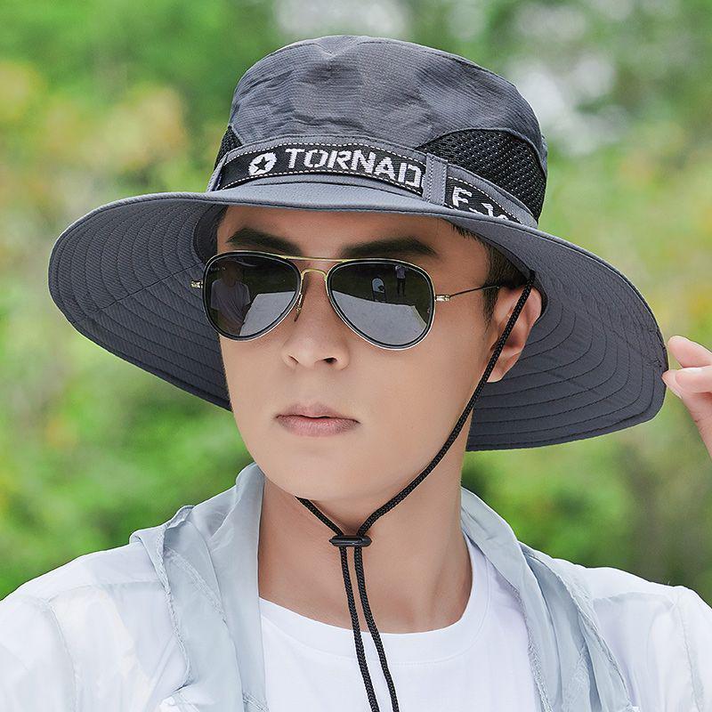 Free Shipping: Men's Sun Protection Fishing Hat - Large Brim, Anti-UV, Perfect for Climbing or Summer Activities.
