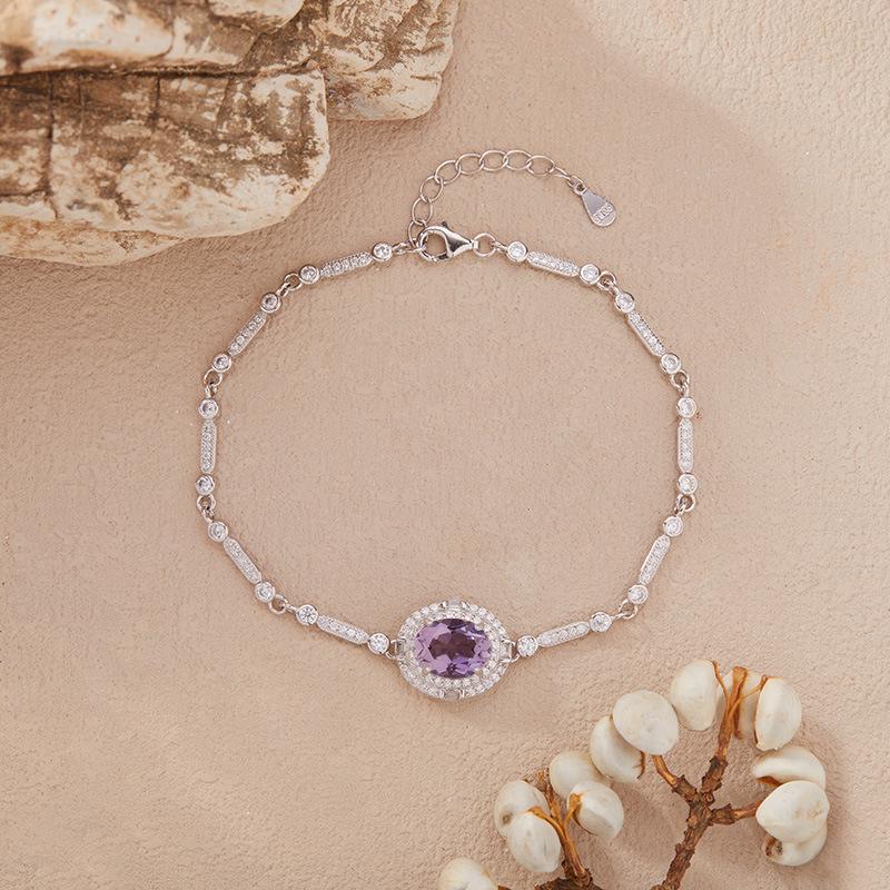 Natural Citrine Amethyst Topaz Aquamarine Bracelet Women S S925 Silver Jewelry