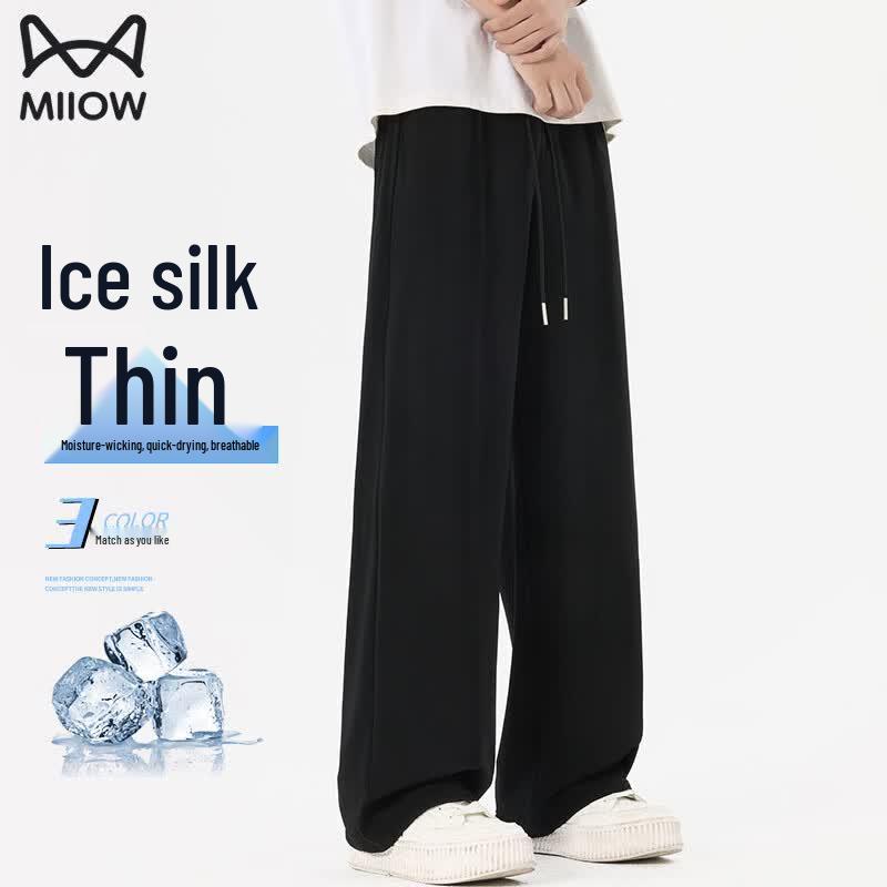 Maoren Men's Ice Silk Straight-Leg Pants