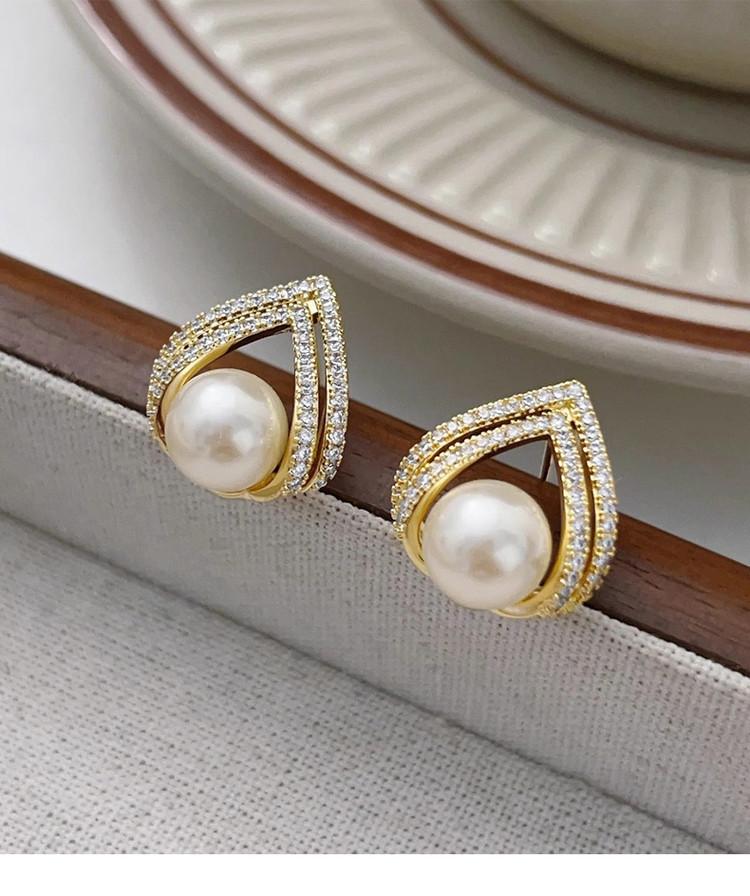 French White Bead Earrings for Women