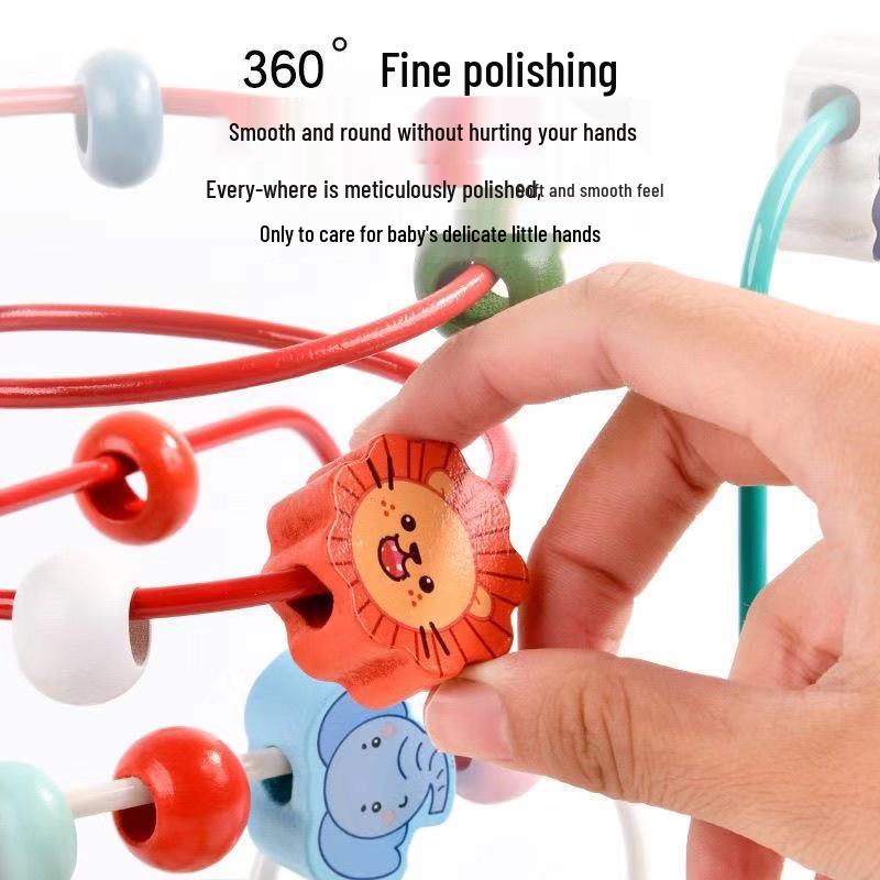 Wooden Animal Bead Maze & Building Blocks Toy for Early Education - Ages 1-3