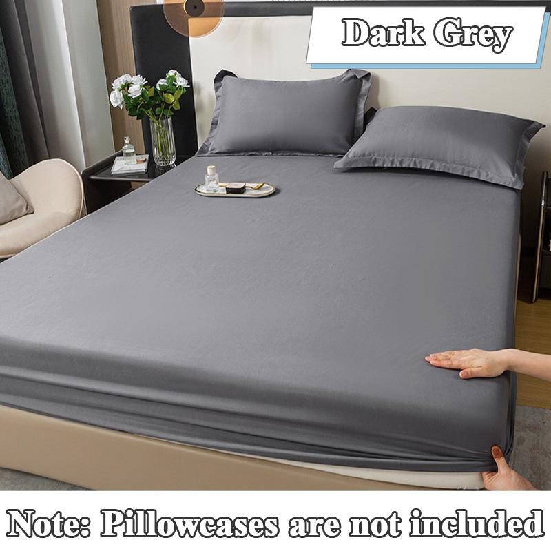 

Fitted Bed Sheet with Elastic Bands Luxury Mattress Cover Single Double King Queen Size Bed Cover 100/120/150/180 (No Pillowcase 120x200cm темно-сірий колір