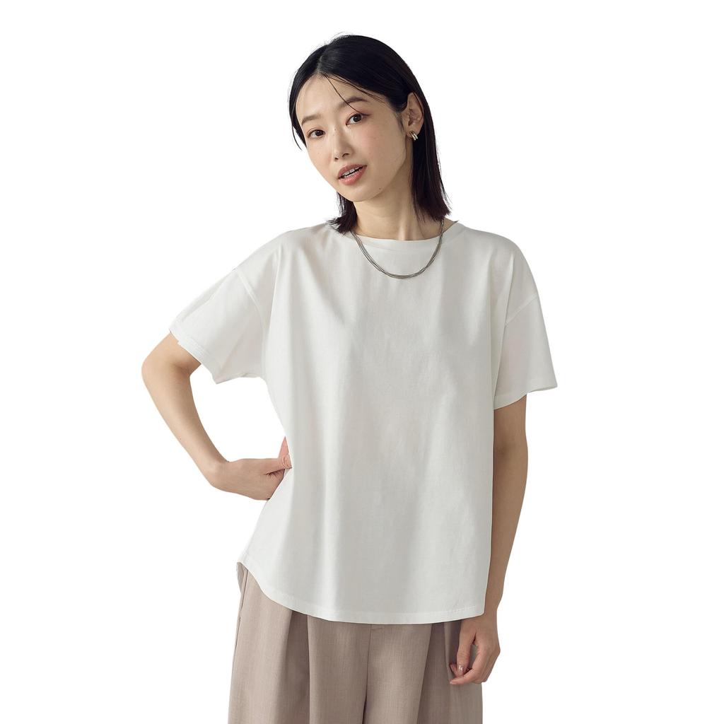 Comme Ca Ism Size Cool-Touch Back-Tuck T-Shirt, L, White, 12-68CK21-205