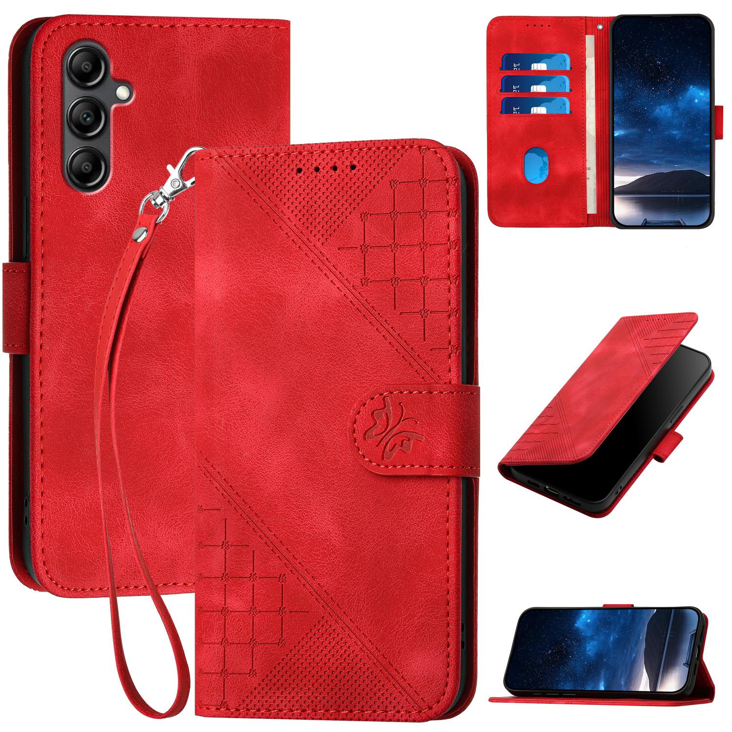 

For Samsung Galaxy A15 4G/5G Leather Wallet Case Butterfly Flower Imprinted Phone Cover with Strap A