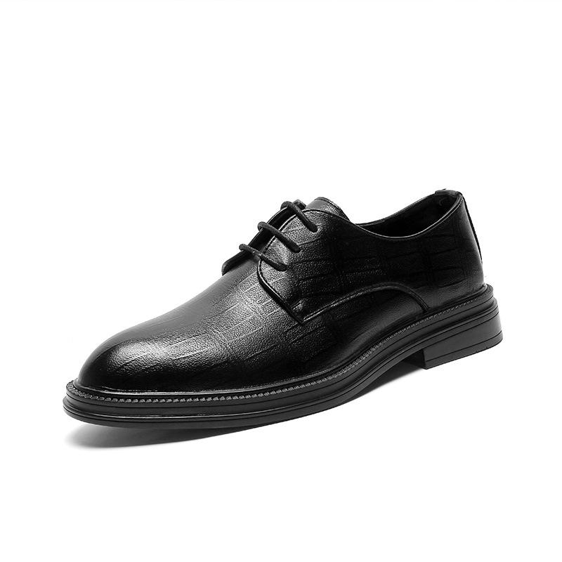 

Мужская обувь в британском стиле, осенние новые деловые туфли из кожи, дышащая повседневная обувь, увеличивающая рост, свадебные туфли для мужчин 6155-R 44 чёрный
