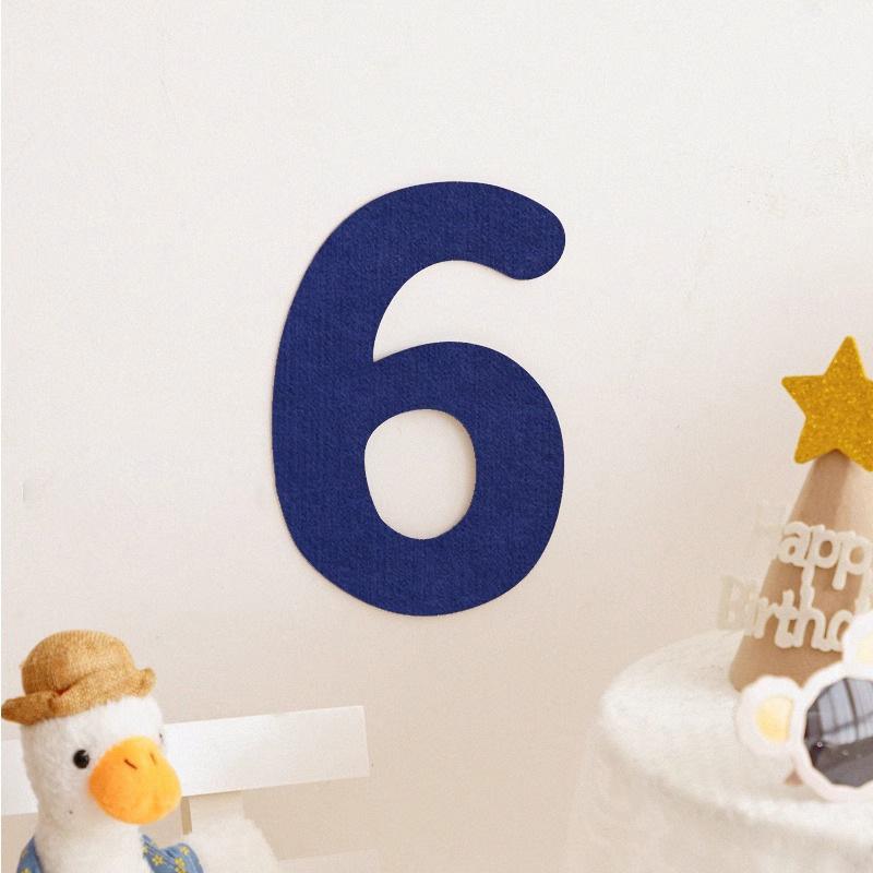 Mori Simple Felt Happy Birthday Party Digital Wall Sticker Baby First Year Party Decoration Photo Props