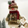 Christmas Plush Doll Plaid Standing Santa Snowman Reindeer Plush Figure with Retractable Legs for Xmas Holiday Party Fireplace Table Decor