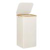 Foldable Bamboo Laundry Hamper with Lid - Oxford Cloth Dustproof Storage Basket