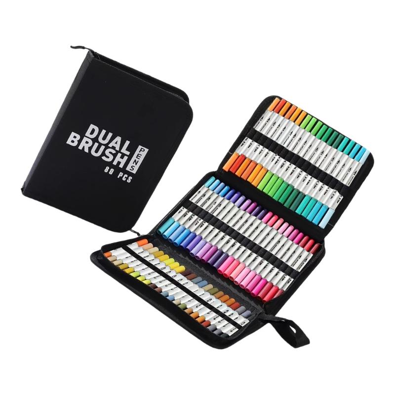 60/72/80/100 Farben Acryl Stift Doppelspitze Pinsel Kunstmarker Stift Acrylmarker Set Acrylfarbe Marker Bastelbedarf