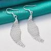 Silver Diamond Mesh Long Earrings