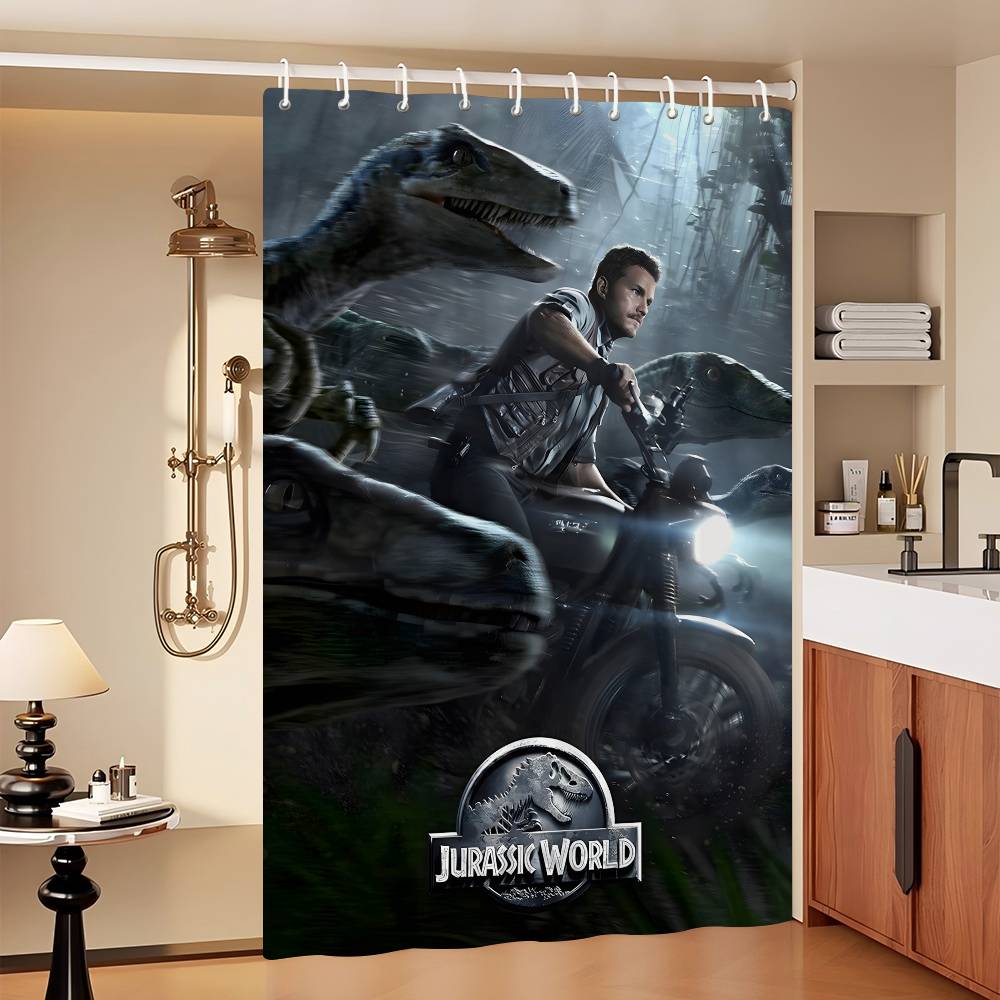Movie Jurassic Park Dinosaur World Modern Simple Shower Curtain Bathroom Decorative Polyster Shower Curtain with Hook