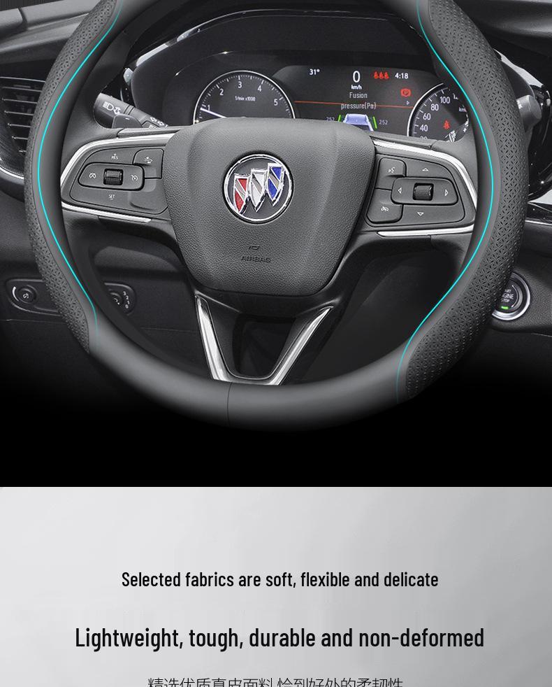 Women's Genuine Leather Steering Wheel Cover for Buick: Excelle, Envision, Regal, LaCrosse, Verano, Excelle GT, GL6, Encore, GL8.