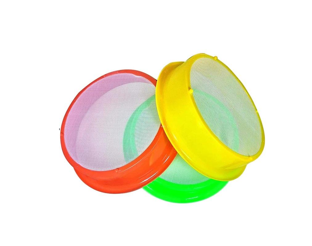 TreegoArt Multipurpose Durable Plastic Sieve Flour/Atta Strainer, Chalnis For Home And Kitchen - Pack Of 3 разноцветный