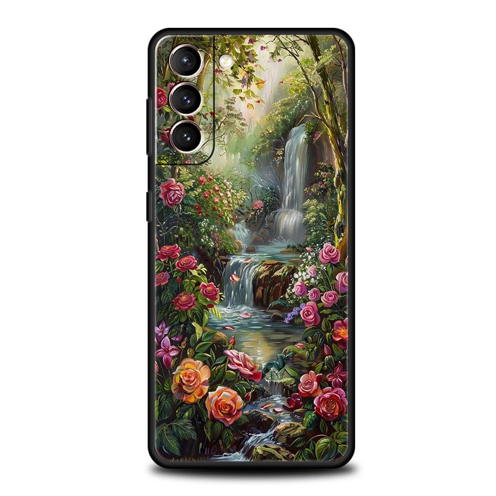 Oil Painting Of Flowers Phone Case For Samsung Galaxy S26 Ultra S25 Plus S24 FE S23 S22 5G S21 S20 Cover Black Soft